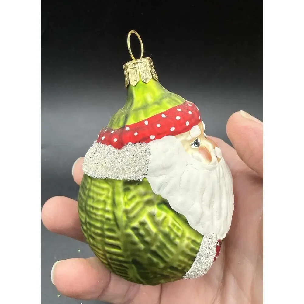 Vintage glass Christmas ornament ROLY POLY SANTA 3